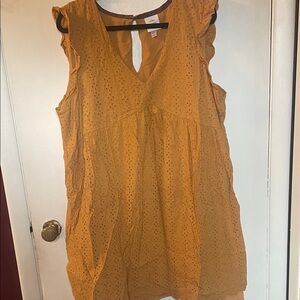 Knox Rose Women's Mustard Sleeveless dress. Eyelet with liner. XXL. Nice.